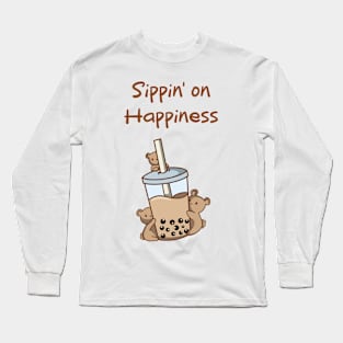 Kawaii Bear Teddy Boba Tea Long Sleeve T-Shirt